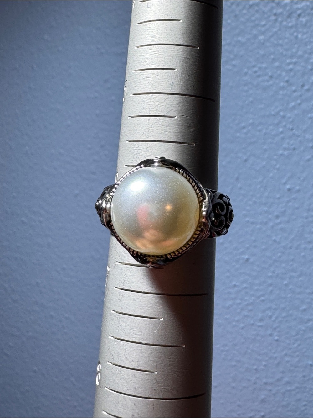 Pearl Cabochon Silver-Accent Women's Ring - White Pearl
